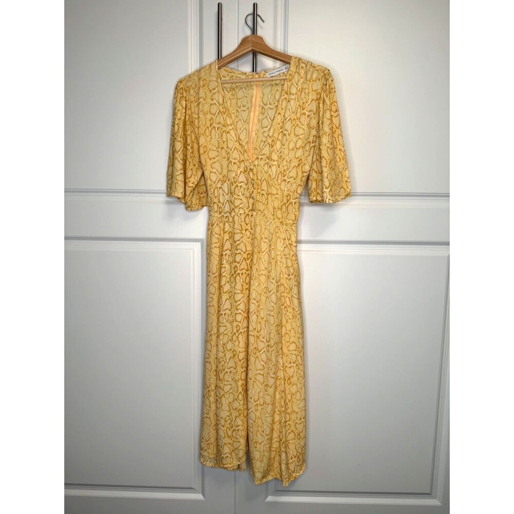 Faithfull The Brand Delia Petra Python Snake Midi Dress European Summer Size L